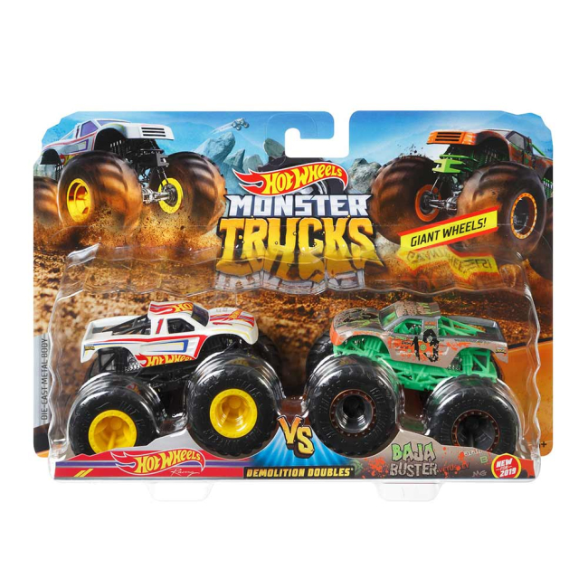 Автомоделі - Набір машинок Hot Wheels Monster trucks Білий і зелена (FYJ64/GBT71)#4