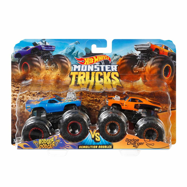 Автомоделі - Набір машинок Hot Wheels Monster trucks Синя і помаранчева (FYJ64/GBT69)#4