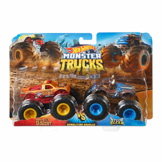 Автомоделі - Набір машинок Hot Wheels Monster trucks Помаранчева і коричнева (FYJ64/GBT70)#4
