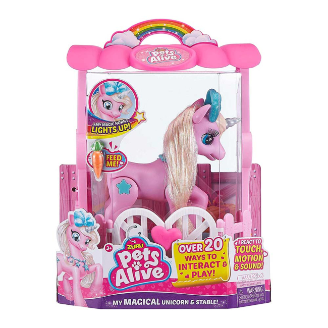 Фигурки животных - Интерактивная игрушка Pets alive Мой волшебный единорог розовый (9502P)#5