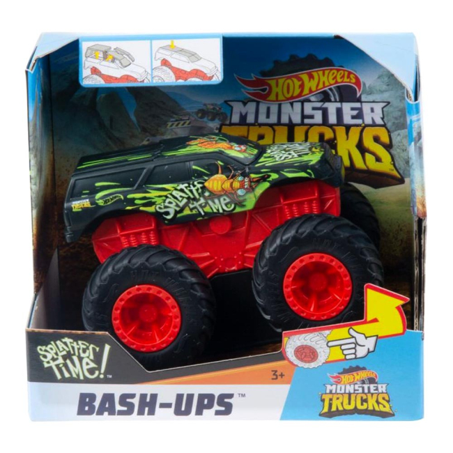 Транспорт и спецтехника - Машинка Hot Wheels Monster trucks Мощный удар черная 1:43 (GCF94/GCF96)#5