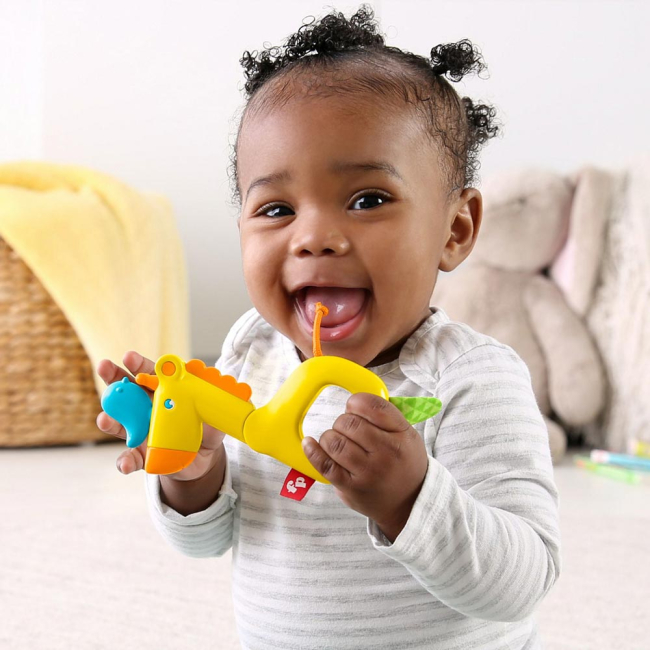 Брязкальця, прорізувачі - Брязкальце-прорізувач Fisher-Price Тропічні друзі жираф (GGF02/GGF05)#3
