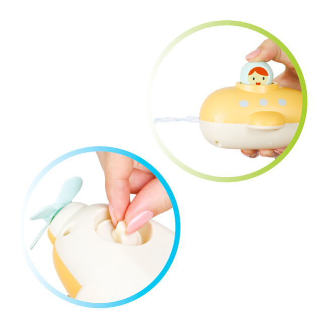 Іграшки для ванни - Іграшка  для ванни Bebelino Заводний підводний човен жовтий (58132)#2