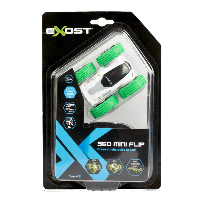 Радиоуправляемые модели - Машинка Exost 360 Mini flip радиоуправляемая зеленая 1:34 (20143-1)#3