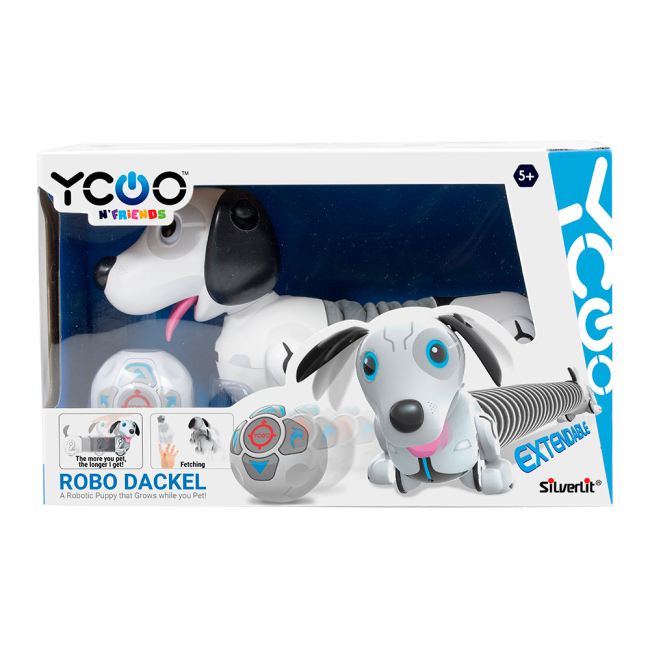 Фигурки животных - Интерактивная игрушка Ycoo N friends Собачка Дакел с мячиком (88570)#5