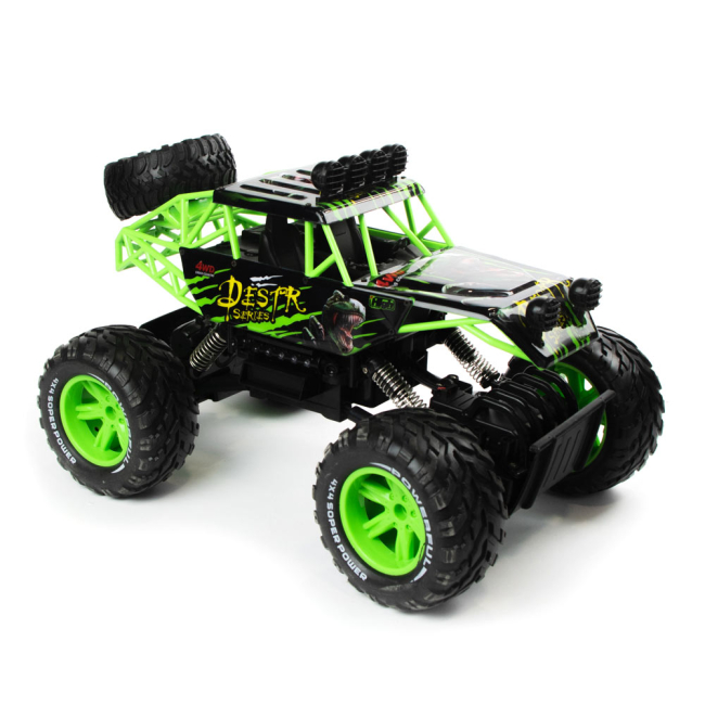 Радиоуправляемые модели - Машинка JP383 Bigfoot Monster-destroyer зеленая с Тирексом 1:10 радиоуправляемая (689-350-1)#3