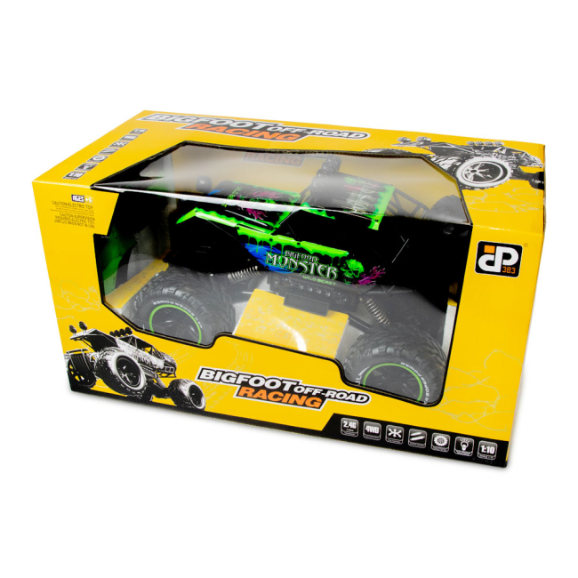 Радиоуправляемые модели - Машинка JP383 Bigfoot Monster-destroyer сине-зеленая с черепом 1:10 радиоуправляемая (689-350-2)#2