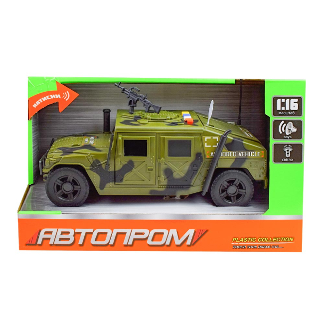 Транспорт і спецтехніка - Військовий автомобіль Автопром зелений 1:16 (7910A)#3