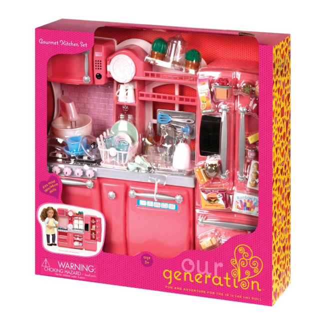Меблі та будиночки - Ігровий набір Our Generation Кухня для гурманів рожева (BD37365Z)#5