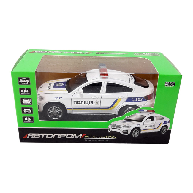 Транспорт и спецтехника - Автомодель Автопром BMW X6 Полиция 1:32 металлическая с эффектами (7844-1)#3