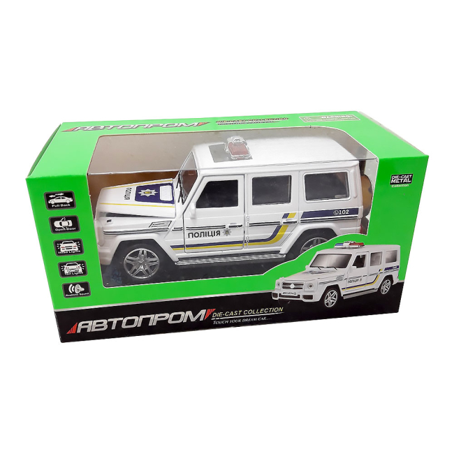 Транспорт и спецтехника - Автомодель Автопром Mercedes benz G65 Полиция 1:32 металлическая с эффектами (7844-4)#5