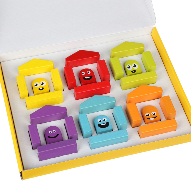 Розвивальні іграшки - Дерев'яний конструктор Cubika Кольорові будиночки (14866)#3