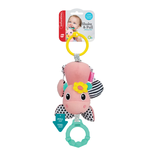Підвіски, мобілі - Підвіска-брязкальце Infantino Shake and pull Бегемотик (216185I)#2