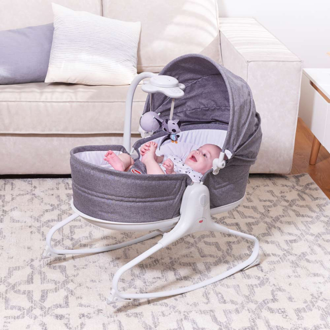 Крісла-качалки - Ліжечко-гойдалка Tiny Love Мамині обійми 3 в 1 сіре із каптуром та ефектами (1805500030)#3