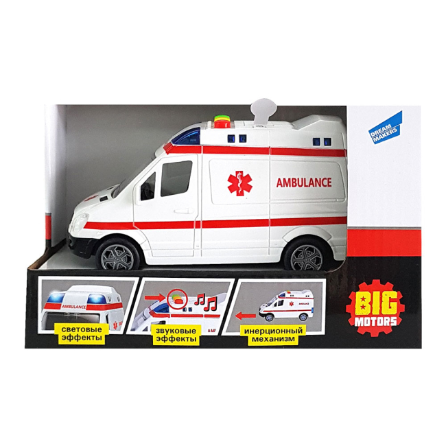 Транспорт и спецтехника - Машинка Big Motors Скорая помощь с эффектами (RJ6689A)#2