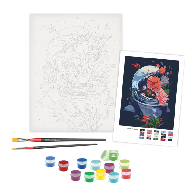 Товары для рисования - Набор для рисования Rosa Космические цветы живопись по номерам (N00013202)#2