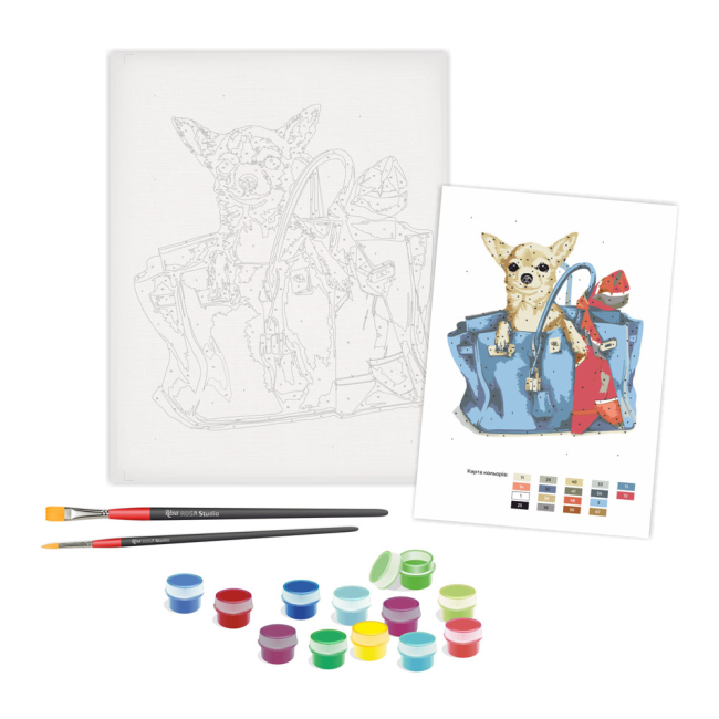 Товари для малювання - Набір для малювання Rosa Собачка в жіночій сумці живопис за номерами (N00013224)#3