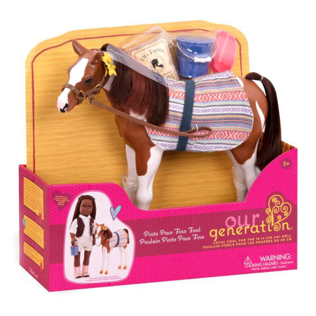 Транспорт і улюбленці - Фігурка Our Generation Лоша породи Пінто Пасо з аксесуарами 26 см (BD38019Z)#3