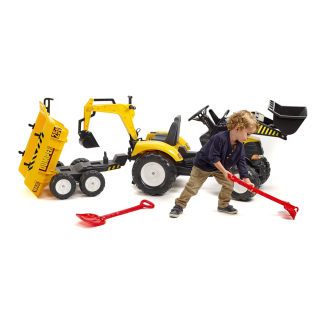 Велосипеди - Веломобіль Falk Трактор Силовий навантажувач із причепом і ковшами жовтий (1000WH)#4