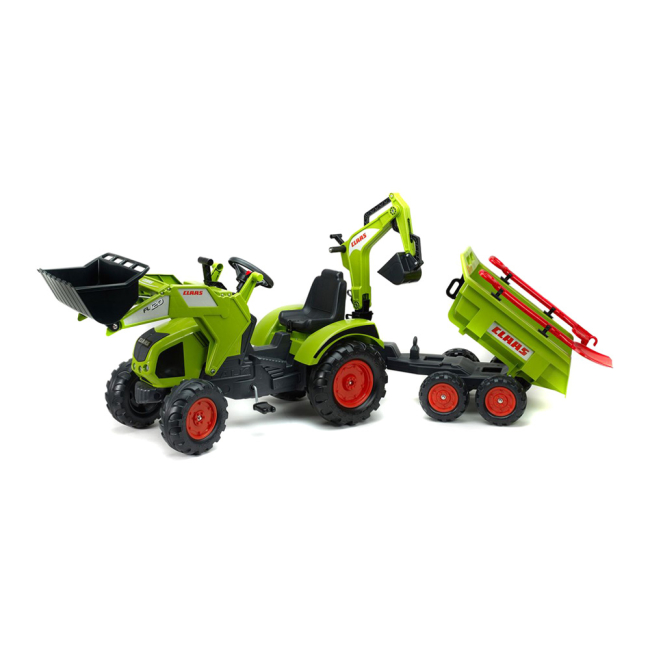 Велосипеди - Веломобіль Falk Трактор Claas Axos із причепом і ковшами зелений (1010WH)#2