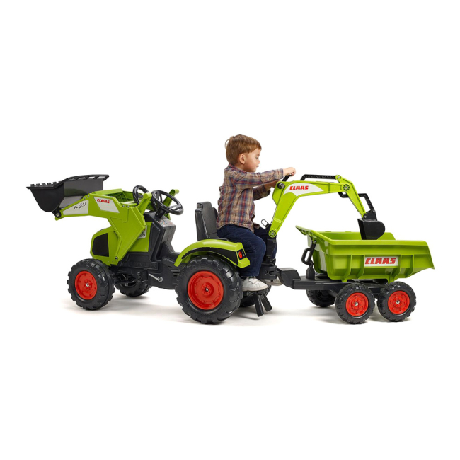 Велосипеди - Веломобіль Falk Трактор Claas Axos із причепом і ковшами зелений (1010WH)#3
