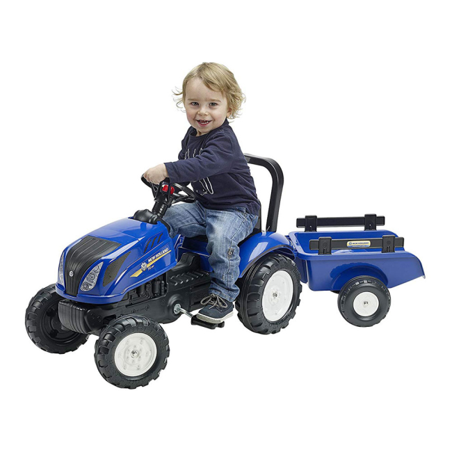 Велосипеди - Веломобіль Falk Трактор Нова Голландія з причепом синій (3080AB)#2