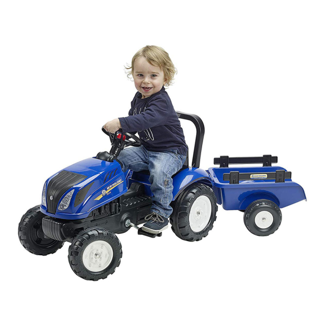 Велосипеди - Веломобіль Falk Трактор Нова Голландія із причепом синій (3090B)#2