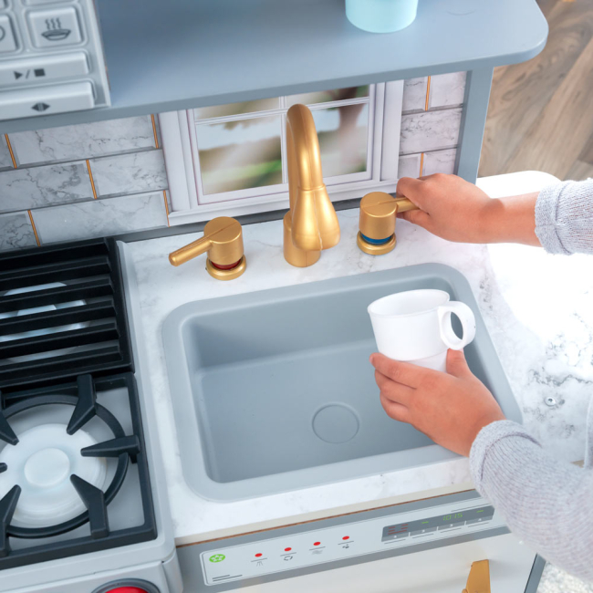 Дитячі кухні та побутова техніка - Іграшкова кухня KidKraft Біла елітна із ефектами (53437)#2