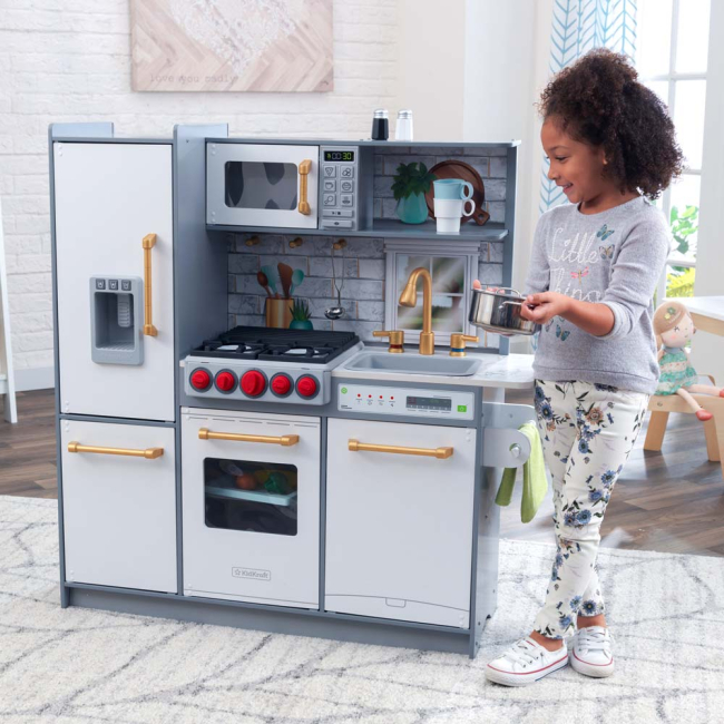 Дитячі кухні та побутова техніка - Іграшкова кухня KidKraft Біла елітна із ефектами (53437)#5
