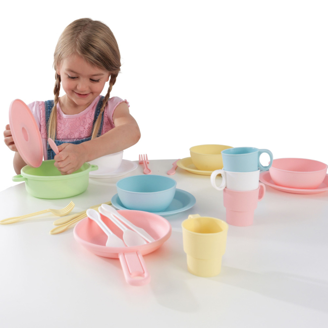 Дитячі кухні та побутова техніка - Набір дитячого посуду KidKraft Пастель 27 предметів (63027)#5