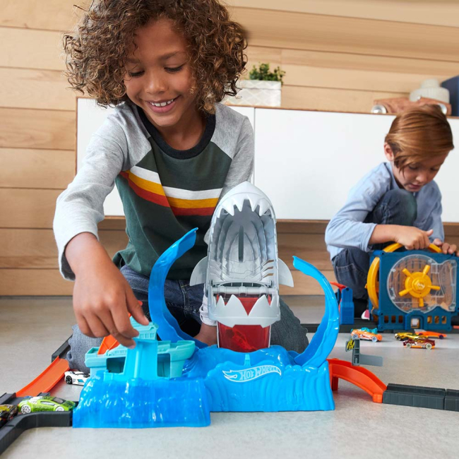 Автотреки - Игровой набор Hot Wheels Измени цвет Голодная акула-робот (GJL12)#5