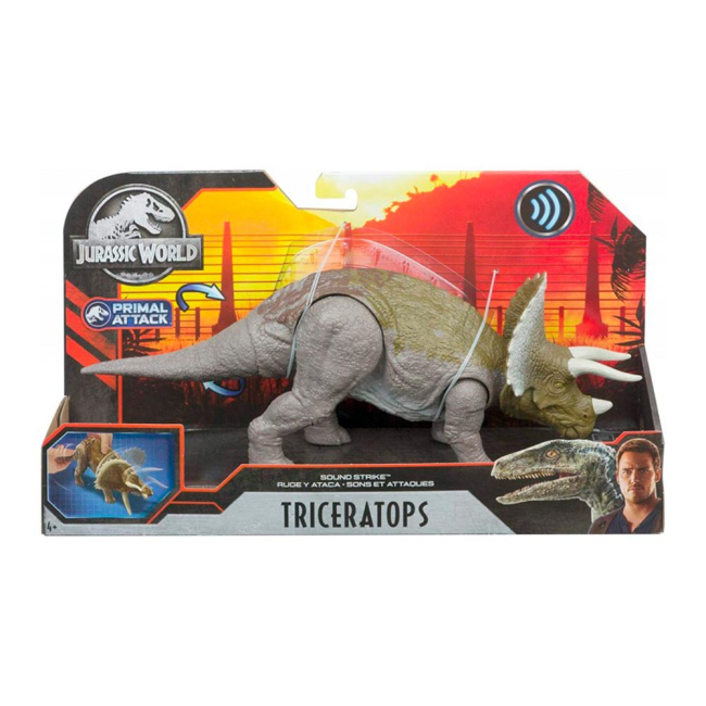 Фігурки тварин - Фігурка динозавра Jurassic world Небезпечні супротивники Тріцератопс зі звуком (GJN64)#4