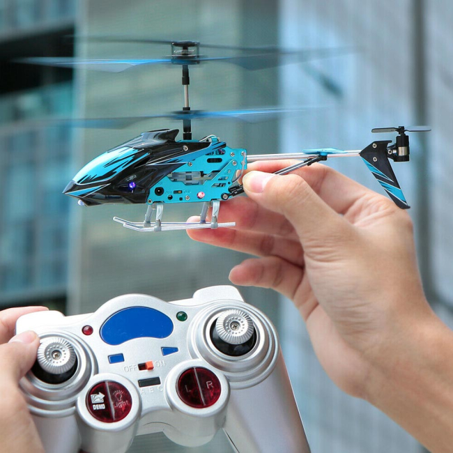 Радиоуправляемые модели - Игрушечный вертолет WL Toys с автопилотом синий (WL-S929b)#5