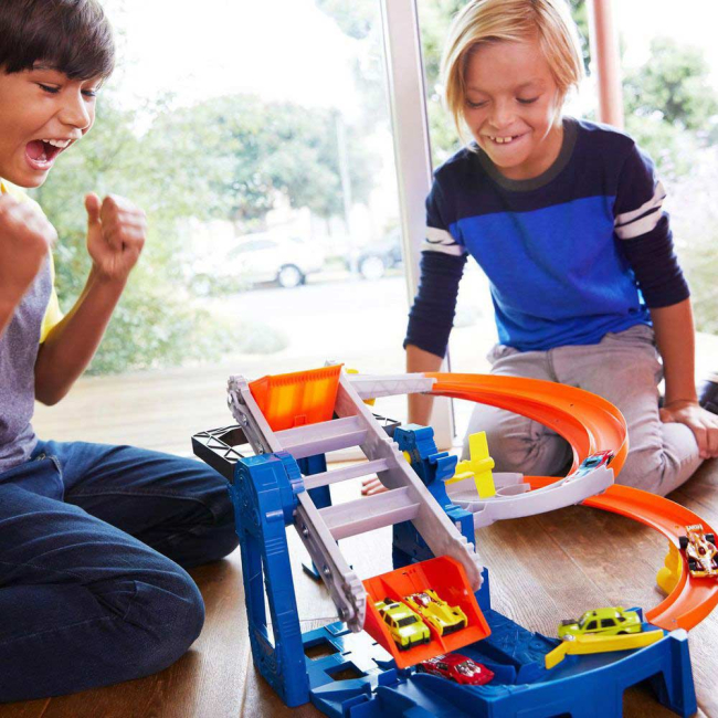 Автотреки - Автотрек Hot Wheels Гонки на заводе моторизированный (FDF28)#5