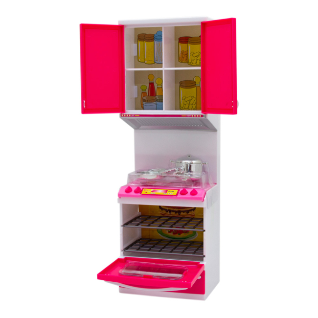 Мебель и домики - Кукольная мебель Qun feng toys Современная кухня розовая с эффектами (QF26210PW)#2