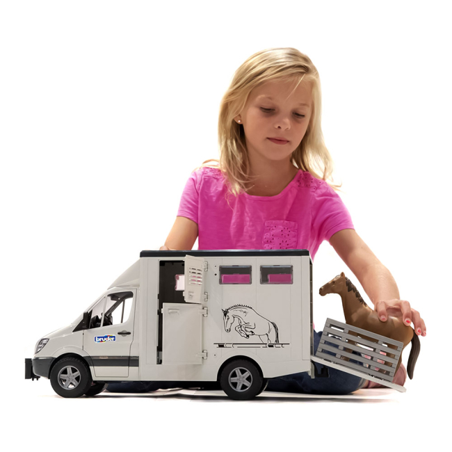 Транспорт и спецтехника - Игровой набор Bruder Мерседес спринтер-транспортер животных с лошадью (02533)#5