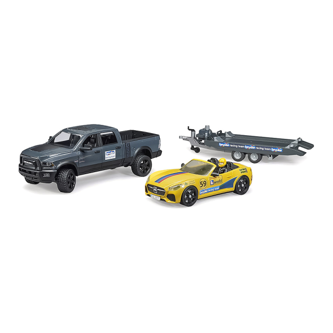 Автомодели - Набор автомоделей Bruder Джип Dodge RAM 2500 с прицепом-эвакуатором (02504)#4