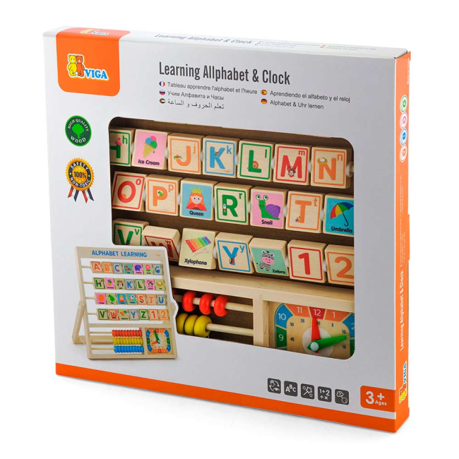 Обучающие игрушки - Обучающий набор Viga Toys Алфавит и часы (50033)#2