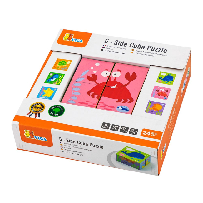 Розвивальні іграшки - Кубики-пазли Viga Toys Підводний світ (50161)#2