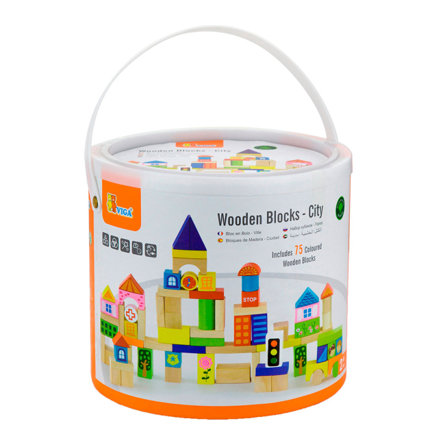 Розвивальні іграшки - Кубики Viga Toys Місто 75 елементів (50287)#2