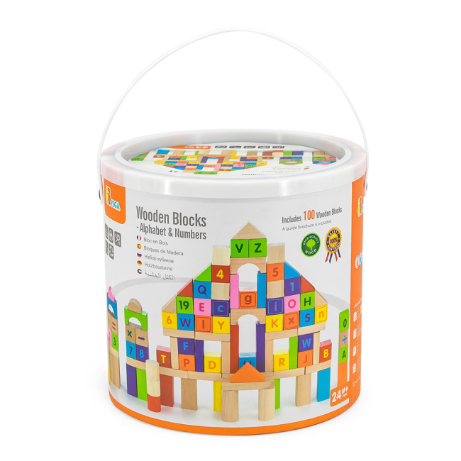 Розвивальні іграшки - Набір кубиків Viga Toys Алфавіт і числа 100 елементів (50288)#2