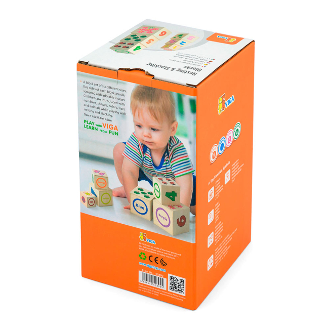 Развивающие игрушки - Набор кубиков Viga Toys Башня (50392)#4