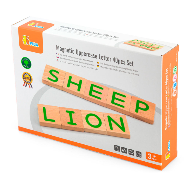 Навчальні іграшки - Набір магнітів Viga Toys Англійський алфавіт великі літери 40 елементів (50588)#2