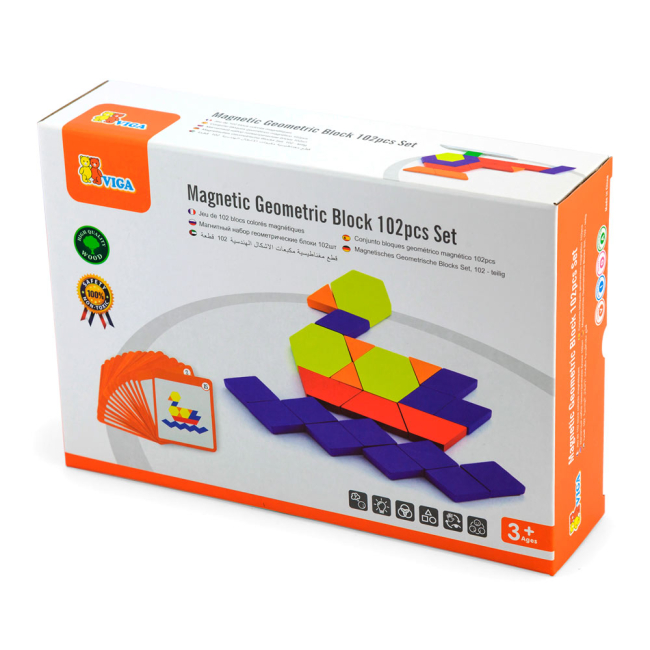 Головоломки - Набор Viga Toys Блоки геометрические на магнитах 102 элемента (50669)#2