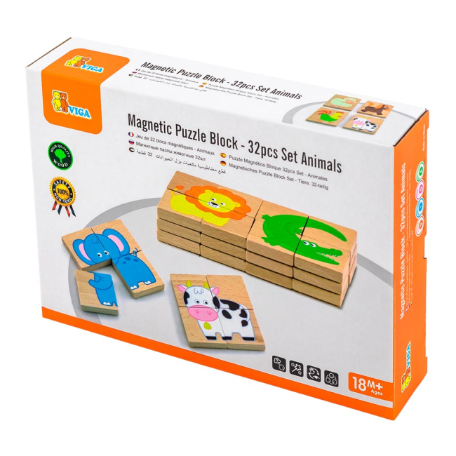 Пазлы - Магнитный пазл Viga Toys Животные 32 элемента (50722)#2