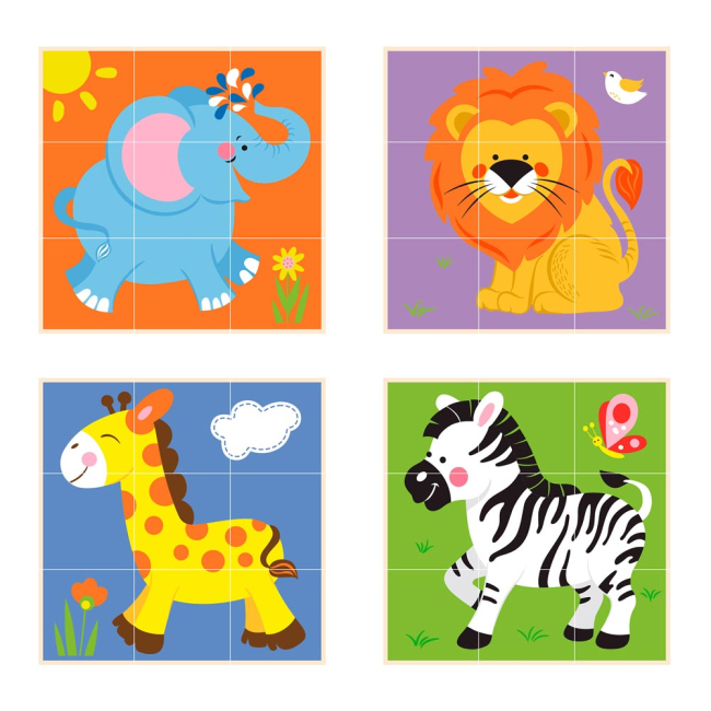 Развивающие игрушки - Пазл-кубики вертикальный Viga Toys Сафари (50834)#4