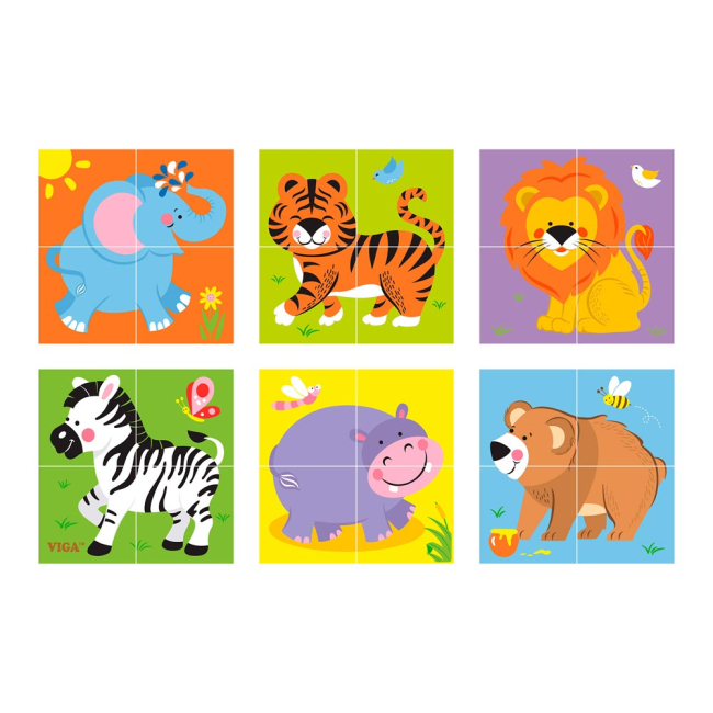 Развивающие игрушки - Кубики-пазлы Viga Toys Сафари (50836)#4