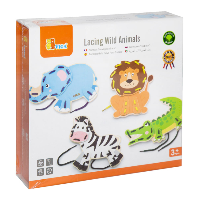 Развивающие игрушки - Шнуровка Viga Toys Дикие животные (51326)#2