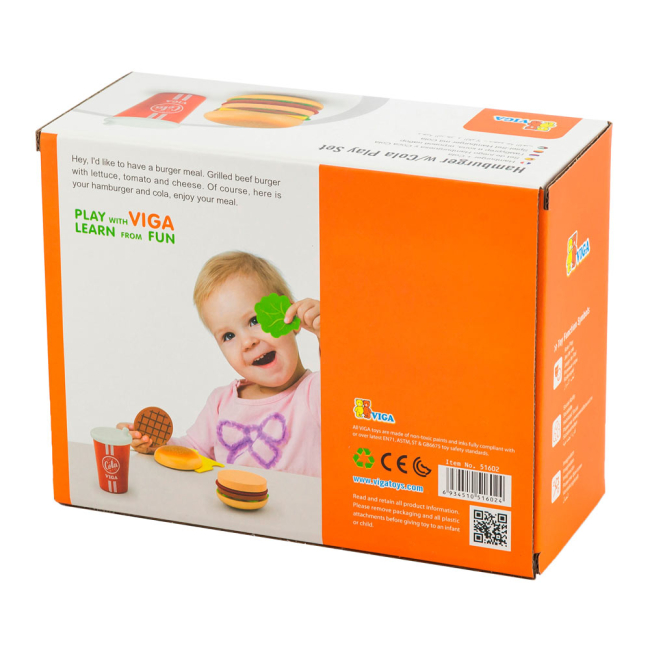 Детские кухни и бытовая техника - Игровой набор Viga Toys Гамбургер и кола (51602)#2
