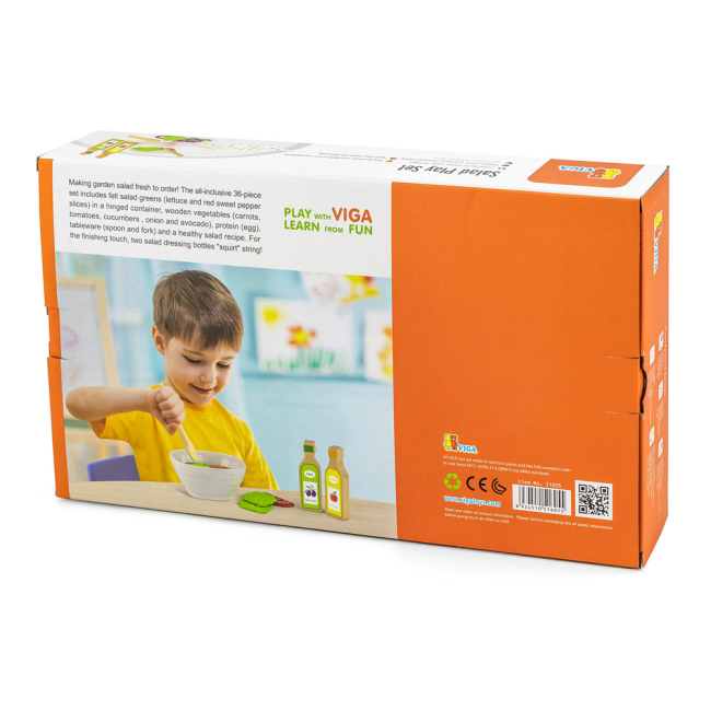 Детские кухни и бытовая техника - Игровой набор Viga Toys Салат 36 элементов (51605)#2